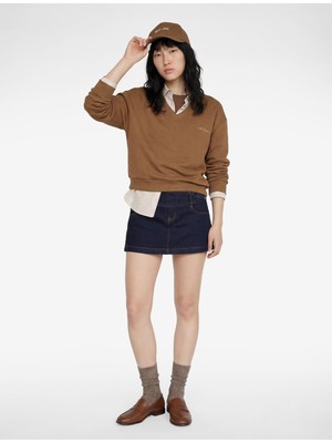 Koton Şardonlu Uzun Kollu Gömlek Yaka Rahat Kalıp Nakışlı Sweatshirt