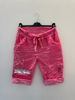 Della Moor Fuşya Kadın Italyan Taşlı Varaklı Likralı Şort