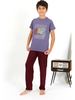 Hobilinka Erkek Çocuk Kısa Kol Penye Pijama Takım Mor