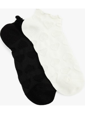 Koton Kalp Dokulu Pamuklu Fırfırlı Çok Renkli 2'li Patik Çorap Seti