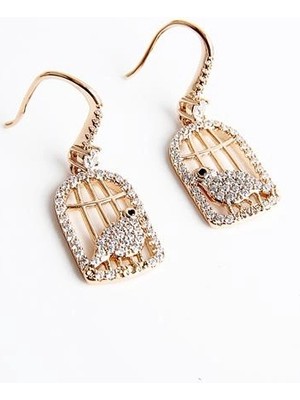 twingold Xuping Alerji ve Kararma Yapmama Garantili Kuş Tasarımlı Zirkonium Taşlı Küpe