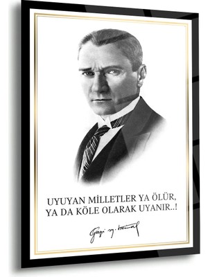Shiny Art Atatürk Sözü ile Portre Cam Tablo – ATA170