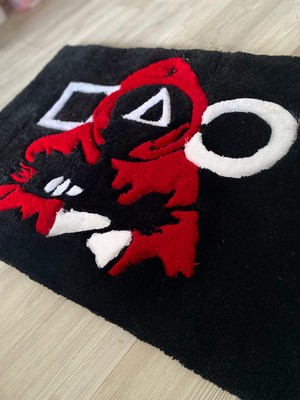 Tufty Friends El Yapımı Squid Gametemalı Tufting Halı Yumuşak Özel Tasarım Duvar Halısı