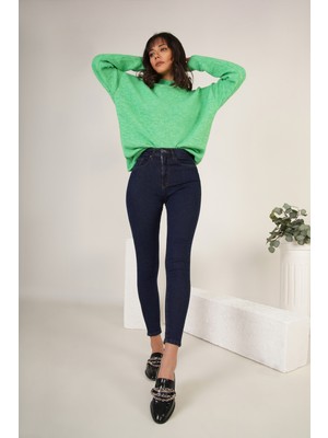 Lacivert Fermuarlı Çift Cepli Pantolon