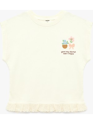 Koton Bisiklet Yaka Baskı Detaylı Kolsuz Pamuklu Tişört