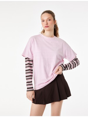 Koton Pamuklu Kısa Kollu Bisiklet Yaka Oversize Basic Tişört