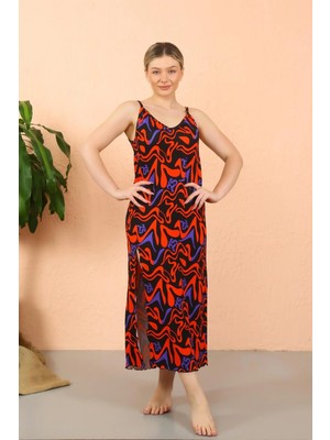 Hobilinka Kadın Ip Askılı Yırtmaçlı Uzun Siyah Gecelik