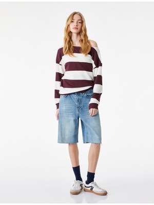 Koton Rahat Kalıp Modal Karışımlı Omzu Açık Kayık Yaka Sweatshirt