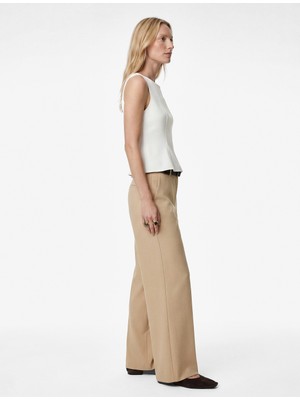 Koton Slim Fit Bisiklet Yaka Peplum Kesim Kolsuz Bluz