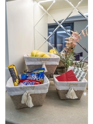 Alvo Store Buğz Çok Amaçlı Saklama Organizer Kutu Kare Keçe Sepet (3 Boy) ( Buğz )