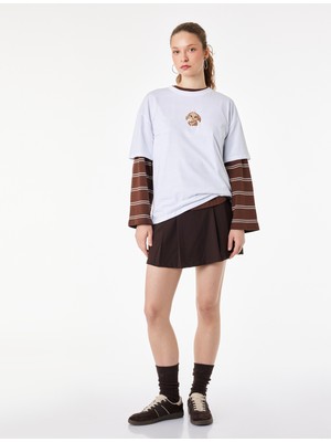 Koton Rahat Kalıp Kısa Kollu Bisiklet Yaka Pamuklu Köpek Nakışlı Tişört