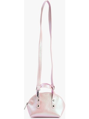 Koton Pembe Fermuarlı Parlak Çapraz Çanta Polyester Malzemeden Kız Çocuklar İçin Sevimli Tasarım