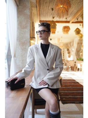 Qu Style Bej Vatka Detaylı Ceket