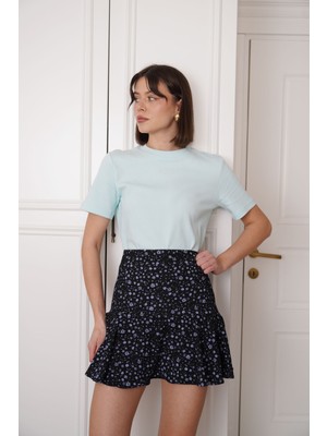 Qu Style Bebe Mavisi Kısa Kol T-Shirt