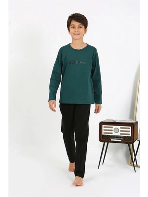 Hobilinka Erkek Çocuk Uzun Kol Penye Pijama Takım Zümrütyeşili