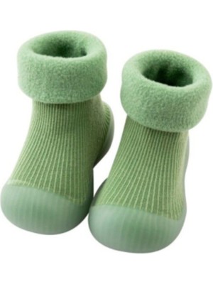 Petityu Kaydırmaz Kışlık Ev Patiği - Çorap Patik 20-21 Yeşil