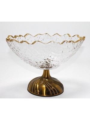 Alvo Store Buğz Gold Detaylı Eskitme Ayaklı Dekoratif Cam Sunumluk