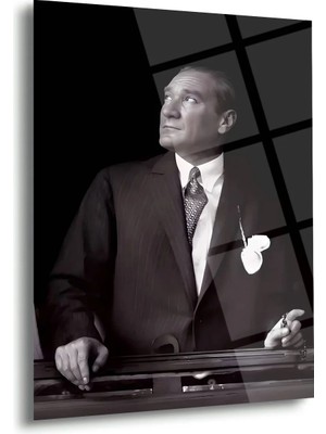 Shiny Art Atatürk Siyah Beyaz Portre Cam Tablo – ATA241
