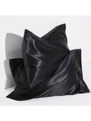 Hobilinka 2’li Ipek Dokulu Saten Yastık Kılıfı 50X70 – Siyah – Mikrosaten, Saç ve Cilt Dostu