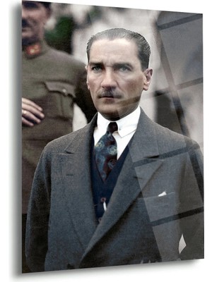 Shiny Art Atatürk Renkli Tarihi Fotoğraf Cam Tablo – ATA145