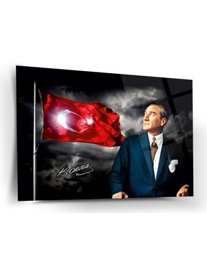 Shiny Art Atatürk ve Türk Bayrağı Cam Tablo – ATA193