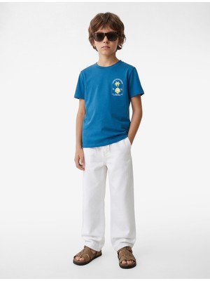 Koton Baskılı Bisiklet Yaka Kısa Kollu Pamuklu Tişört