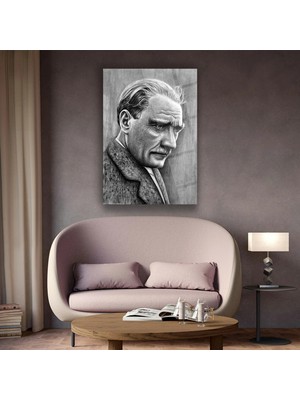 Shiny Art Atatürk Karakalem Portre Çalışması Cam Tablo – ATA146
