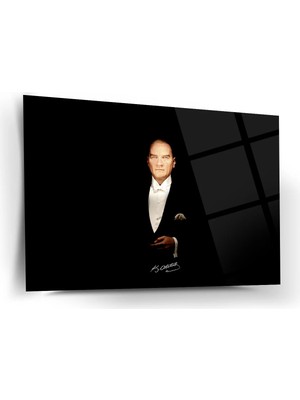 Shiny Art Atatürk Klasik Takım Elbiseli Portre Cam Tablo – ATA200