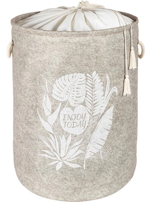 Alvo Store Buğz Torbalı ve Kulplu Püskül Detaylı Düzenleyici Çok Amaçlı Organizer Keçe Sepet -03631 ( Buğz )