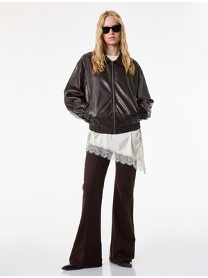 Koton Pamuklu Cepli Düğmeli Dar Kesim Ispanyol Paça Denim Pantolon - Flare Jeans