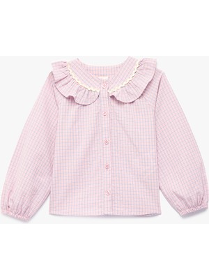 Koton Pamuklu Fırfırlı Uzun Kollu Bebe Yaka Gömlek