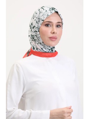 Desenli Soft Eşarp 70249-03 Oranj Haki