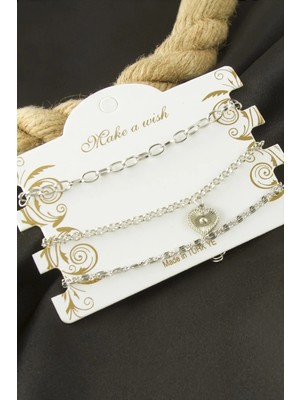 Kalp Zincir Bileklik 3 Adet