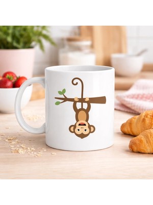 Balkan Grup Sevimli Maymun Desenli Porselen Kupa Model 73 – Eğlenceli Tasarım, Kahve & Çay Kupası