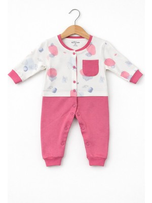 Aziz Bebe Desenli Cepli Kız Bebek Tulum