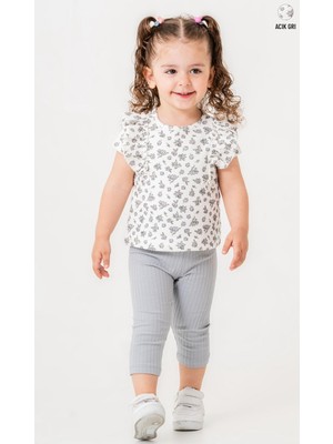 Smile Kids Kız Bebek Yazlık Çiçek Baskılı Tişört Tayt Takım