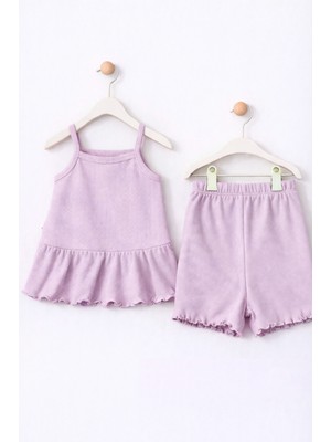 For My Baby Fitilli Kumaş 2’li Kız Bebek Takım Şortlu Yazlık