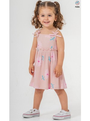 Smile Kids Kız Bebek Çiçek Desenli Askılı Fitilli Elbise