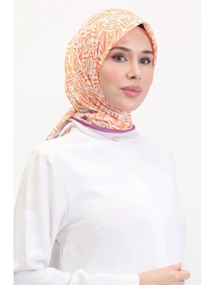 Desenli Soft Eşarp 70259-05 Ekru Oranj