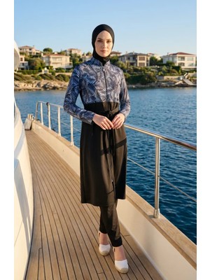 Fermuarlı Tesettür Mayo 2603-01 Siyah