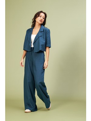 Nisan Triko Keten Karışımlı Kısa Kollu Ceket