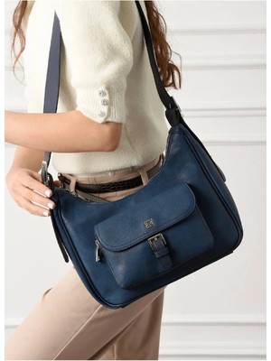 Tokalı Ön Cepli Büyük Boy Omuz Çanta