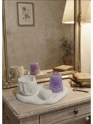 Doğal ​💜 El Emeği Dekoratif Mum ve Obje Seti – Lavanta Rüyası