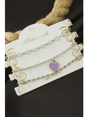 DS LLC Kalp Zincir Bileklik 3 Adet DLLSRSBJ34