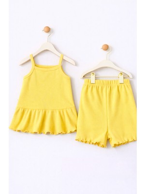 For My Baby Fitilli Kumaş 2’li Kız Bebek Takım Şortlu Yazlık