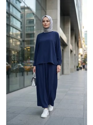 Kolu Düğmeli Tunik Etek Ikili Takım 0246-01 Lacivert