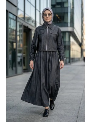 Fermuarlı Kot Görünümlü Ikili Takım 0254-02 Siyah