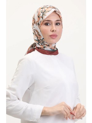 Desenli Soft Eşarp 70245-13 Kiremit Kahverengi