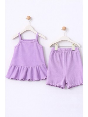 For My Baby Fitilli Kumaş 2’li Kız Bebek Takım Şortlu Yazlık