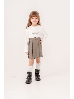 Smile Kids Wonderful Baskılı Şort Etekli  Kız Takım